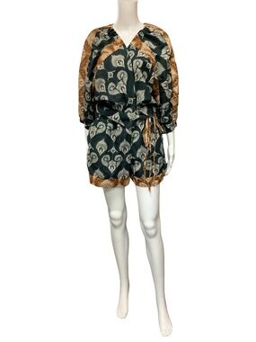 Agua Bendita Womens Romper Raglan Sleeve Printed Size: M